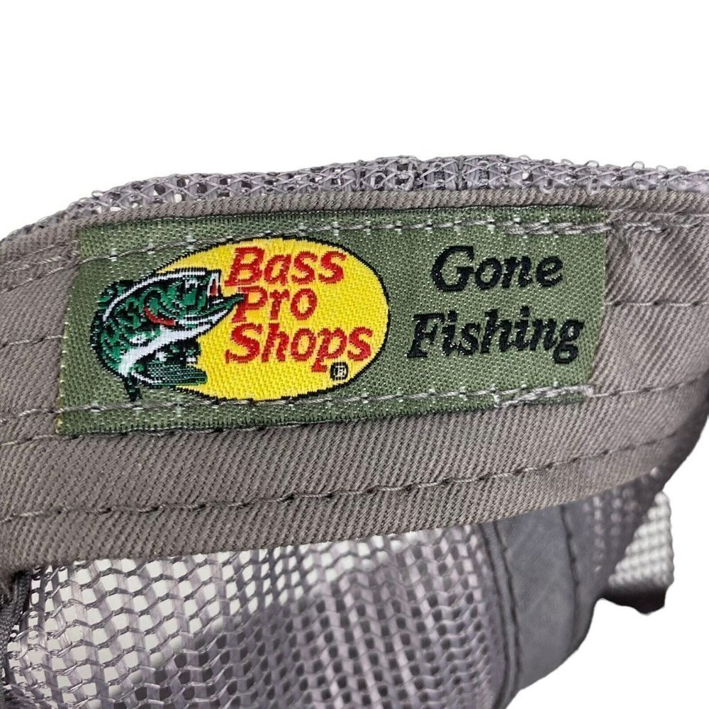 Bass Pro Shops Grey Printed Logo Trucker Mesh Hat Snapback Closure‎ NEW - Picture 7 of 9